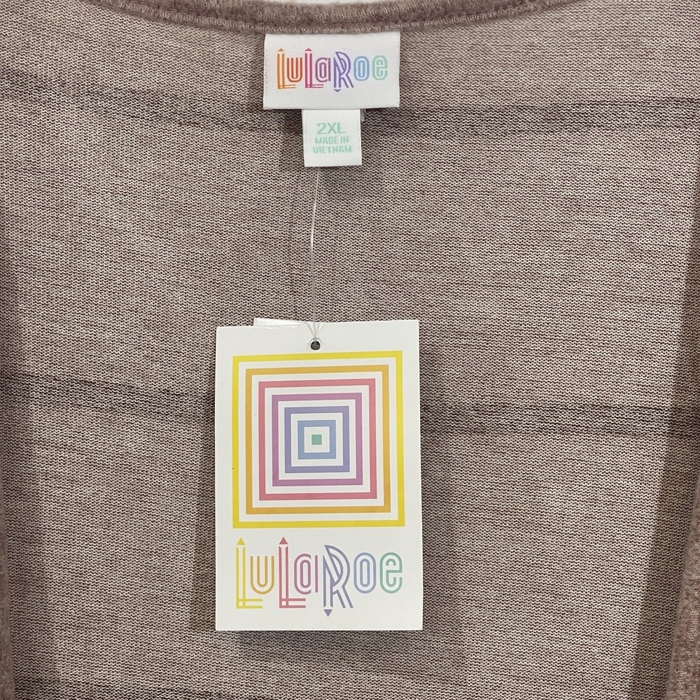 LULAROE‎ Nanette Cascading Cardigan Sweater Women 2XL Pink Stripe Fleece NEW - Picture 14 of 16
